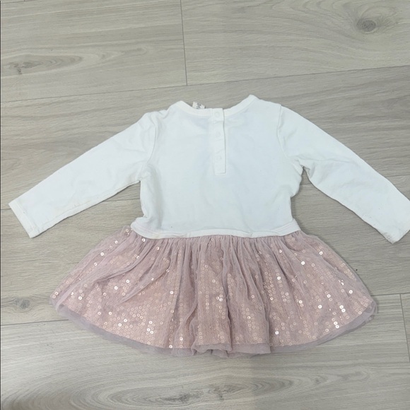 White and Pink Long Sleeve Dress with Heart Design - Picture 4 of 7